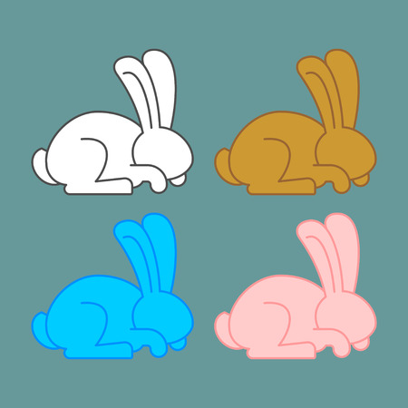 Colored rabbit set icon. Multicolored bunny collectionのイラスト素材