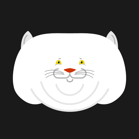 Fat white cat isolated. Big Thick pet home.のイラスト素材