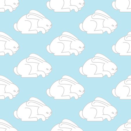 White Rabbit seamless pattern. Hare ornament. bunny background. Animal Texture for childrens clothのイラスト素材