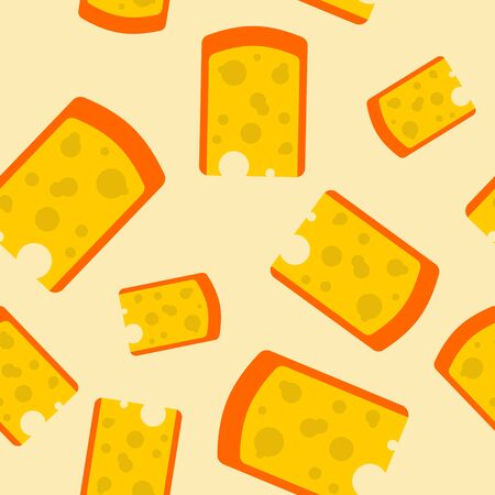 Cheese piece seamless pattern. Yellow dairy product backgroundのイラスト素材