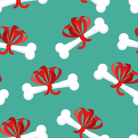 Dog gift Bone with bow pattern. present for home pet backgroundのイラスト素材