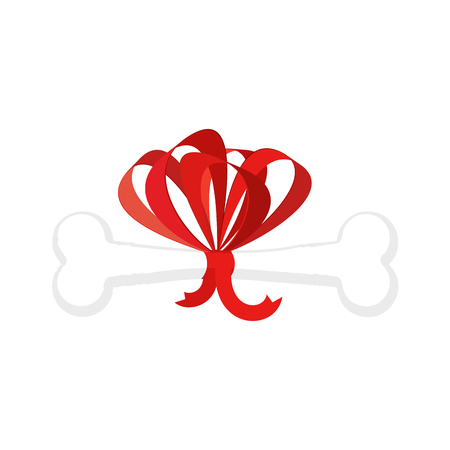 Dog gift Bone with bow isolated. present for home petのイラスト素材