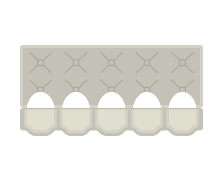 Eggs packaging isolated. Egg in paper box on white backgroundのイラスト素材