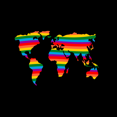 LGBT earth. Planet mainland and gay flag rainbow colorsのイラスト素材