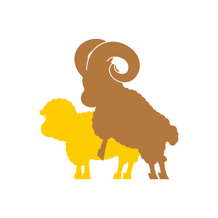 Sheep sex. Fasrm animal intercourse. Animals reproductionのイラスト素材