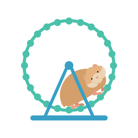 hamster in wheel. Cute pet on white background. Home rodentのイラスト素材