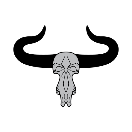Skull cow. head of skeleton bull. Death of an farm animal. Remains cattleのイラスト素材