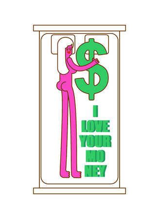 I love your money. Girl in bed with dollar. Sex for cash. Selling Loveのイラスト素材