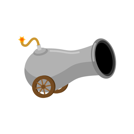 ancient cannon cartoon isolated. Funny little War Ship cannonのイラスト素材