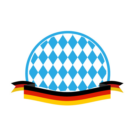 Oktoberfest template. Blue rhombuses and ribbon flag of Germany. Symbol for beer festival in Germanyのイラスト素材