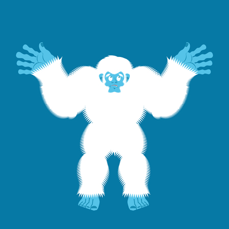 Yeti guilty. Bigfoot surprise. Abominable snowman culpablen. Vector illustrationのイラスト素材