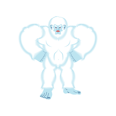 Yeti angry. Bigfoot evil. Abominable snowman aggressive. Vector illustrationのイラスト素材