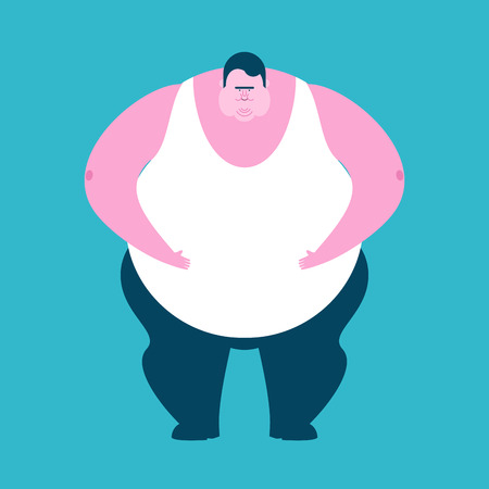 Fat guy isolated. Glutton Thick man. fatso vector illustrationのイラスト素材