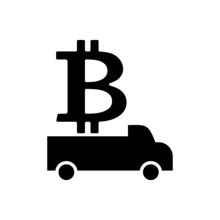 Delivery bitcoin. Cryptocurrency  logistics. Virtual money. Vector illustrationのイラスト素材