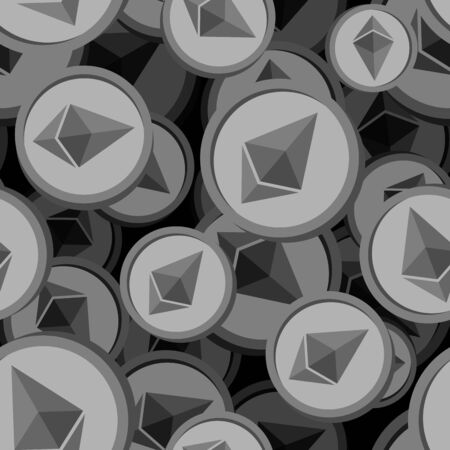 Etherium seamless pattern. Cryptocurrency background. Vector illustrationのイラスト素材