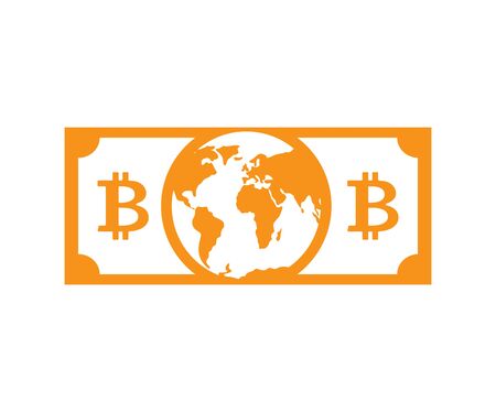 Bitcoin world money. global Cryptocurrency  is dollar. Vector illustrationのイラスト素材