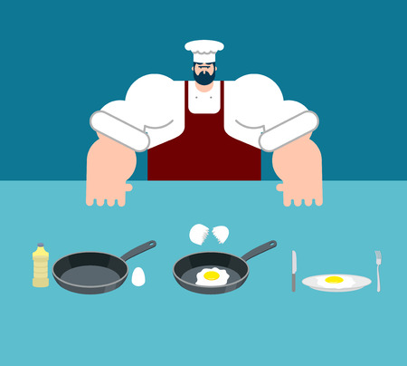 Scrambled eggs cooking instruction. Chef directions omelet. Step by step food instruction. Recipe for products. Ingredients. Vector illustrationのイラスト素材