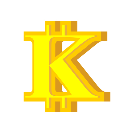 K letter bitcoin font. Cryptocurrency alphabet. Lettering virtual money. Vector illustrationのイラスト素材