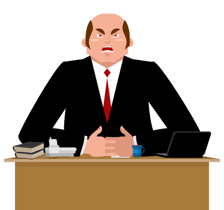 Big boss angry. Great boss is wicked. Business Vector Illustrationのイラスト素材