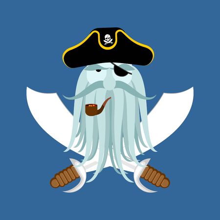 Head of buccaneer pirate symbol logo illustration.のイラスト素材