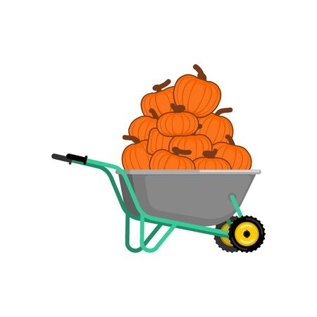 Illustration of pumpkins in garden trolley.のイラスト素材