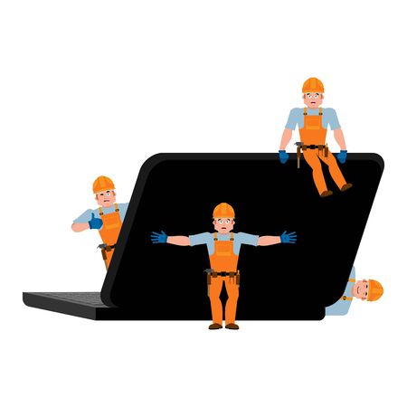 Repair and maintenance of laptop.のイラスト素材