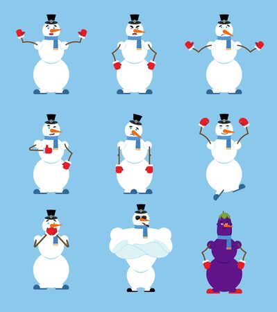 Different snowman poses.のイラスト素材