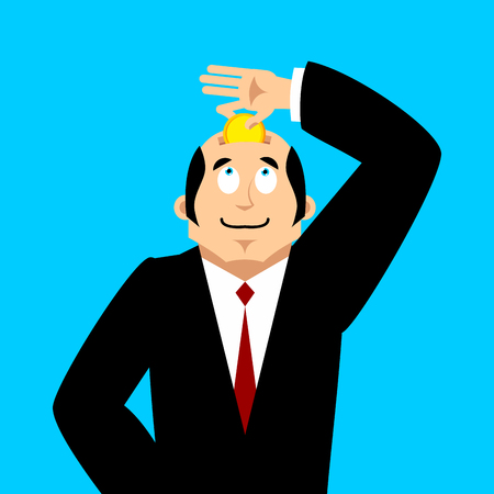 Head of piggy bank. Businessman and coin. Business concept investing in knowledge. Vector illustration
のイラスト素材