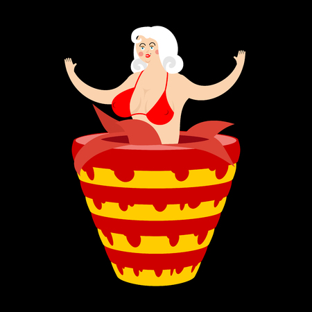 Striptease Girl from cake congratulation. vector illustration
のイラスト素材