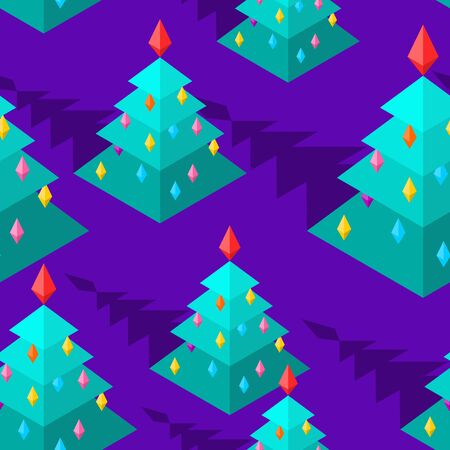 Christmas tree isometric style pattern. Christmas ornament. New Year Vector background
のイラスト素材