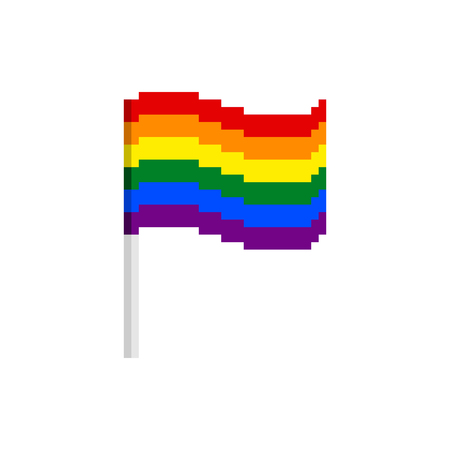 LGBT Pixel flag. Banner lesbian, gay, bisexual, and transgender. bit icon vector illustration.のイラスト素材