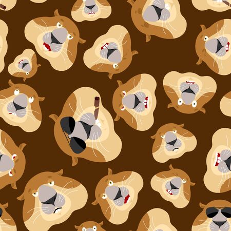 Groundhog head pattern. Woodchuck background. Ornament face Marmot. Groundhog day Vector illustrationのイラスト素材