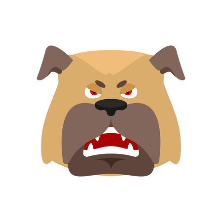 Dog angry emoji. Pet evil emotions avatar. bulldog aggressive. Vector illustrationのイラスト素材