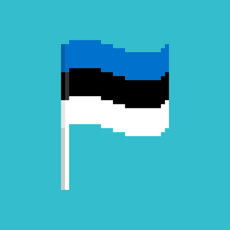 Estonia Pixel flag. Pixelated banner Estonian. political bit icon. Vector illustrationのイラスト素材