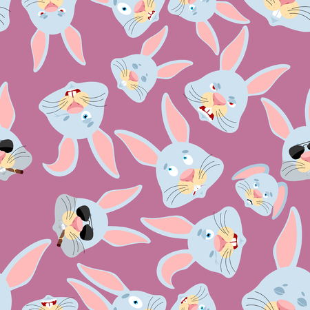 Rabbit head pattern. Hare background. Ornament face animal. Easter Vector illustration のイラスト素材