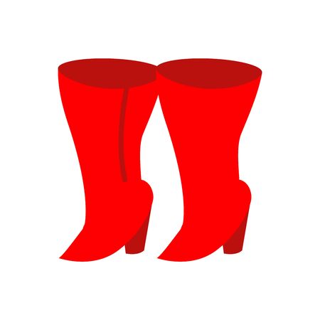 Female red boots isolated. Womens shoes vector illustrationのイラスト素材