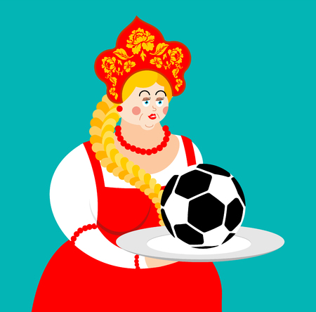Russian girl and soccer ball vector illustrationのイラスト素材