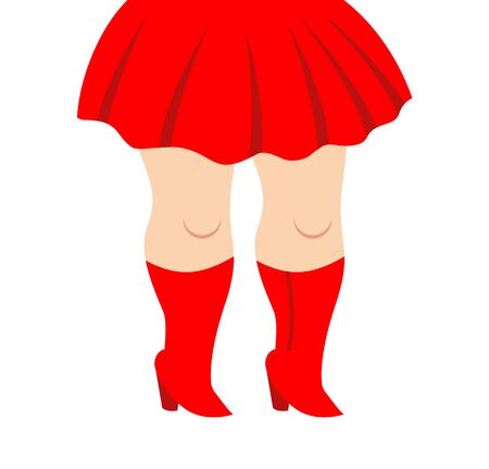 Female feet in red boots and red skirt vector illustrationのイラスト素材