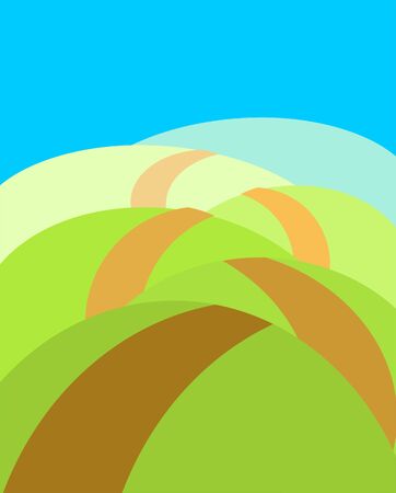 Boundless meadows with path. Summer landscape. Vector illustration.のイラスト素材