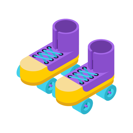 Roller skates isolated isometric style. shoes for riding on ground.のイラスト素材