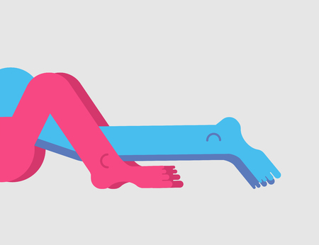 blue and red legs on gray background. Vector illustration.のイラスト素材