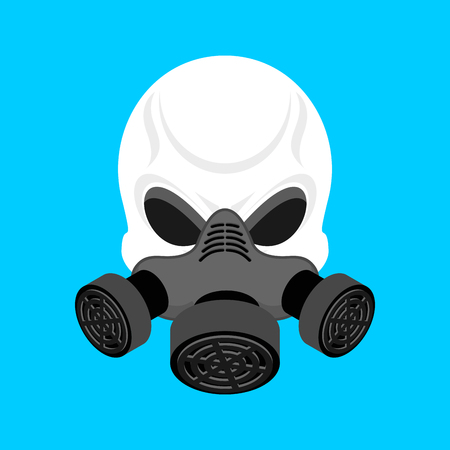 Skull in Respirator. Skeleton head and Gas mask green. Vector illustrationのイラスト素材