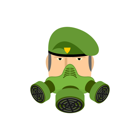 Soldier in Respirator. Military and Gas mask green. Vector illustrationのイラスト素材
