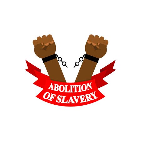 Abolition of slavery. Arm slave with broken shackles, broken chain icon.のイラスト素材