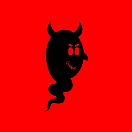 Heck black ghost, evil spook with horns icon.のイラスト素材