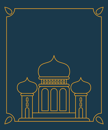 Mosque Islamic religious building. Vector illustration for Muslim holiday Eid Mubarak. Ramadan Kareem Greeting Card 
のイラスト素材