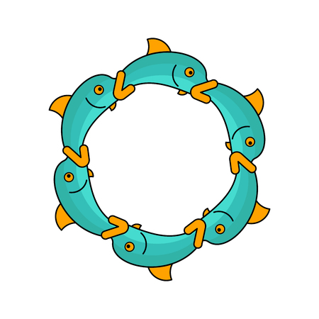 Salmon fish round sign. Symbol Marine animal Vector illustration.のイラスト素材