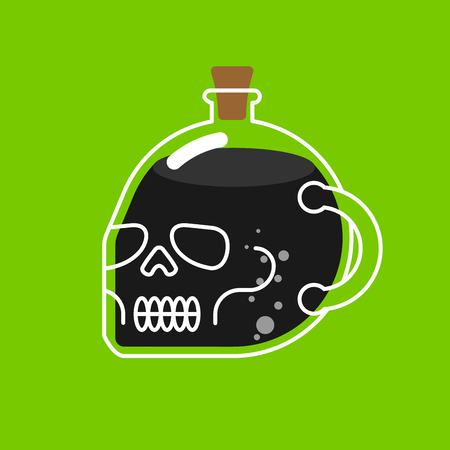 Skull bottle of poison. potion isolated. Vector illustrationのイラスト素材