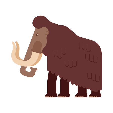 Mammoth isolated. Prehistoric elephant on white background. Giant animal Jurassic period. Vector illustrationのイラスト素材