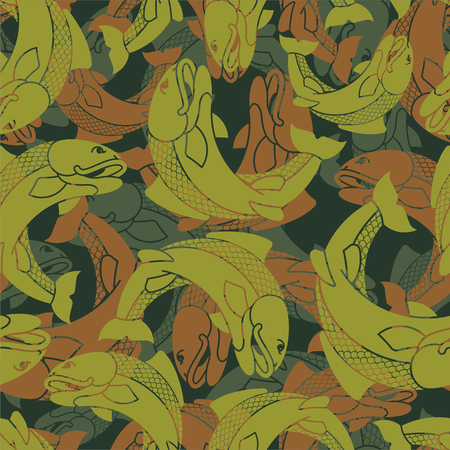 Fish military pattern. Fisherman clothing texture. Army background. Protective soldier ornament. Vector illustration
のイラスト素材